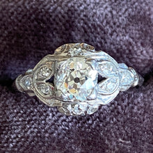 Load image into Gallery viewer, Art Deco .81ct Diamond Platinum Engagement Ring