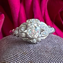 Load image into Gallery viewer, Art Deco .81ct Diamond Platinum Engagement Ring
