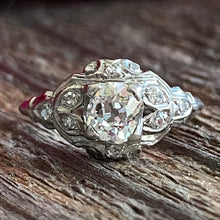 Load image into Gallery viewer, Art Deco .81ct Diamond Platinum Engagement Ring