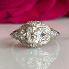 Load image into Gallery viewer, Art Deco .81ct Diamond Platinum Engagement Ring