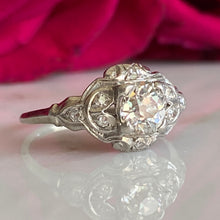 Load image into Gallery viewer, Art Deco .81ct Diamond Platinum Engagement Ring