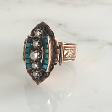 Load image into Gallery viewer, Victorian 14K Rose Gold Turquoise Pearl Ring circa 1895