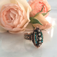 Load image into Gallery viewer, Victorian 14K Rose Gold Turquoise Pearl Ring circa 1895