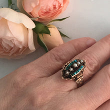 Load image into Gallery viewer, Victorian 14K Rose Gold Turquoise Pearl Ring circa 1895