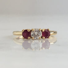 Load image into Gallery viewer, Vintage Diamond & Ruby 18K Yellow Gold Ring