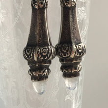 Load image into Gallery viewer, Victorian Silver & Moonstone Torpedo Earrings
