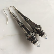 Load image into Gallery viewer, Victorian Silver & Moonstone Torpedo Earrings