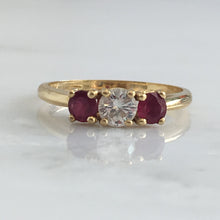 Load image into Gallery viewer, Vintage Diamond & Ruby 18K Yellow Gold Ring