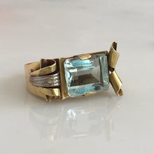 Load image into Gallery viewer, Art Deco Retro Aquamarine & 14K Gold Ring