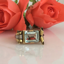 Load image into Gallery viewer, Art Deco Retro Aquamarine & 14K Gold Ring