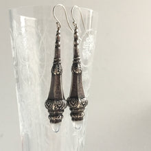 Load image into Gallery viewer, Victorian Silver & Moonstone Torpedo Earrings