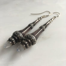 Load image into Gallery viewer, Victorian Silver & Moonstone Torpedo Earrings