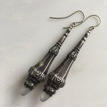 Load image into Gallery viewer, Victorian Silver & Moonstone Torpedo Earrings