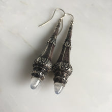 Load image into Gallery viewer, Victorian Silver & Moonstone Torpedo Earrings
