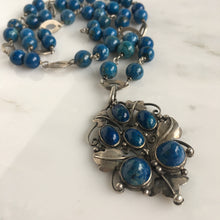 Load image into Gallery viewer, Arts & Crafts Sodalite Silver Pendant and Earring Set