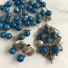 Load image into Gallery viewer, Arts & Crafts Sodalite Silver Pendant and Earring Set
