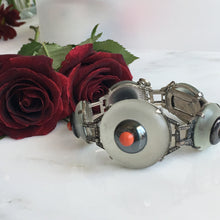 Load image into Gallery viewer, Art Deco Rock Crystal, Coral & Marcasite Bracelet