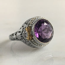 Load image into Gallery viewer, Edwardian Amethyst 14K Gold Filigree Ring