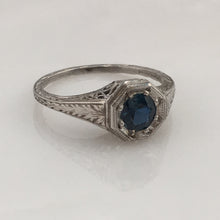 Load image into Gallery viewer, Art Deco Sapphire .40ct Platinum Engagement Ring