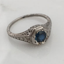 Load image into Gallery viewer, Art Deco Sapphire .40ct Platinum Engagement Ring