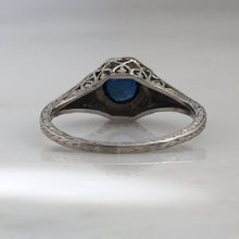 Load image into Gallery viewer, Art Deco Sapphire .40ct Platinum Engagement Ring