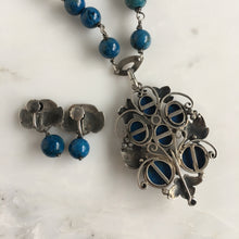 Load image into Gallery viewer, Arts & Crafts Sodalite Silver Pendant and Earring Set