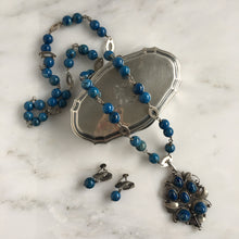 Load image into Gallery viewer, Arts & Crafts Sodalite Silver Pendant and Earring Set