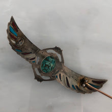 Load image into Gallery viewer, Plique-a-Jour Egyptian Revival Winged Wooden Scarab Brooch