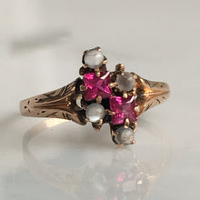Load image into Gallery viewer, Victorian Ruby & Moonstone 14K Rose Gold Ring