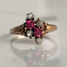 Load image into Gallery viewer, Victorian Ruby & Moonstone 14K Rose Gold Ring
