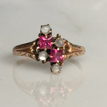 Load image into Gallery viewer, Victorian Ruby & Moonstone 14K Rose Gold Ring