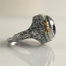 Load image into Gallery viewer, Edwardian Amethyst 14K Gold Filigree Ring