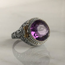 Load image into Gallery viewer, Edwardian Amethyst 14K Gold Filigree Ring