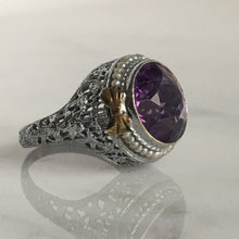 Load image into Gallery viewer, Edwardian Amethyst 14K Gold Filigree Ring