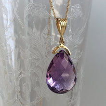 Load image into Gallery viewer, Vintage Amethyst Drop 14K Pendant Necklace