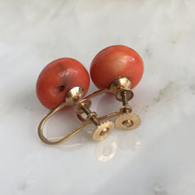 Load image into Gallery viewer, Victorian Natural Red Coral 14K Earrings