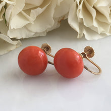 Load image into Gallery viewer, Victorian Natural Red Coral 14K Earrings