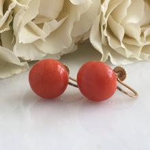 Load image into Gallery viewer, Victorian Natural Red Coral 14K Earrings