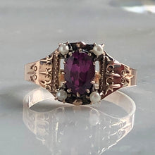Load image into Gallery viewer, Victorian Garnet & Seed Pearl 14K Rose Gold Ring