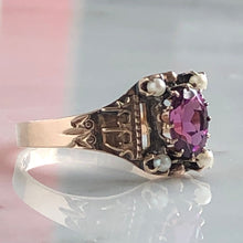 Load image into Gallery viewer, Victorian Garnet & Seed Pearl 14K Rose Gold Ring