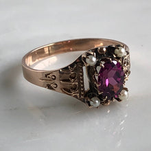 Load image into Gallery viewer, Victorian Garnet & Seed Pearl 14K Rose Gold Ring
