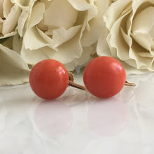Load image into Gallery viewer, Victorian Natural Red Coral 14K Earrings