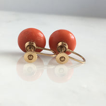 Load image into Gallery viewer, Victorian Natural Red Coral 14K Earrings