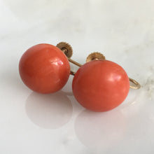 Load image into Gallery viewer, Victorian Natural Red Coral 14K Earrings
