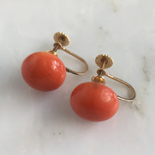 Load image into Gallery viewer, Victorian Natural Red Coral 14K Earrings