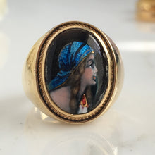 Load image into Gallery viewer, Victorian 14K Miniature Portrait Ring Signed Franel