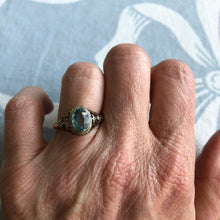 Load image into Gallery viewer, Vintage Aquamarine 14K Yellow Gold Filigree Ring
