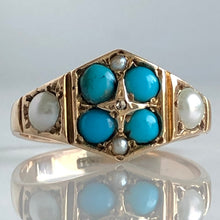 Load image into Gallery viewer, Victorian Turquoise, Pearls & Rose Cut Diamond 15K Ring