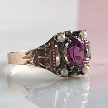 Load image into Gallery viewer, Victorian Garnet & Seed Pearl 14K Rose Gold Ring