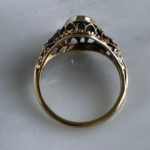 Load image into Gallery viewer, Vintage Aquamarine 14K Yellow Gold Filigree Ring